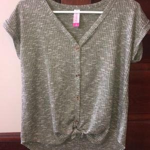 V-neck button up t-shirt